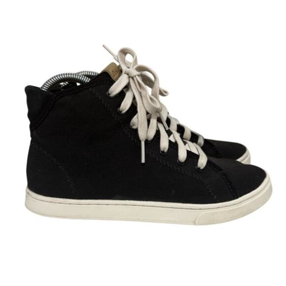 Olukai‎ Pehuea Black Canvas Hi-Top Sneakers Women's 6 Casual Fashion Shoes